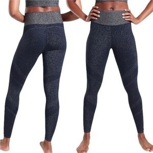 𝅺ATHLETA Twilight black silver shimmer sparkly glitter metallic leggings